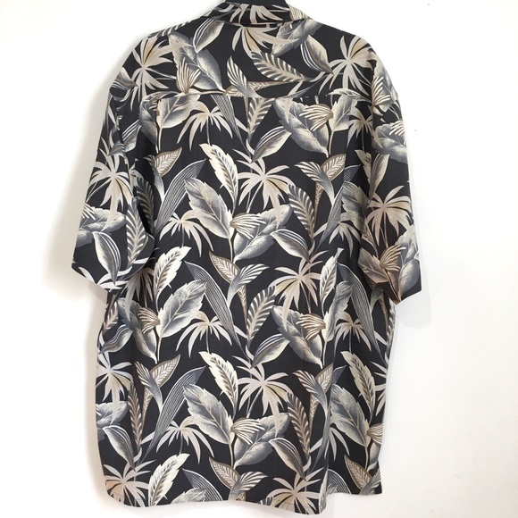 Axist Y2K Boho silk Hawaiian Tropical leaf print short sleeve button up shirt - Picture 2 of 15